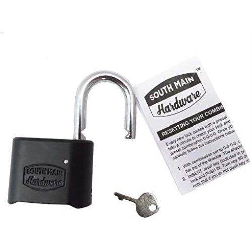 South Main Hardware Resettable Die-Cast Padlock, Black, 1-Pack