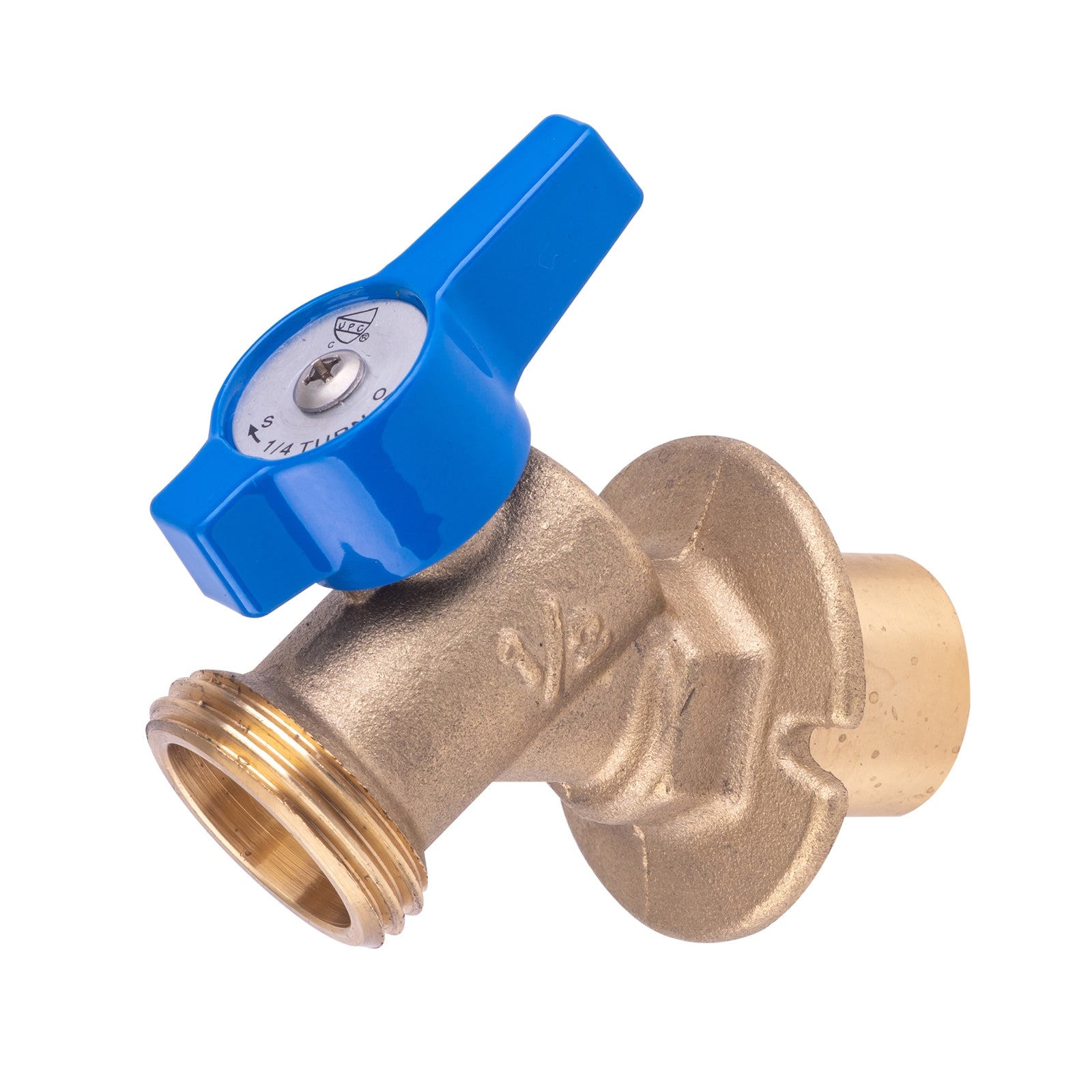 Hausen 1/2-inch or 3/4-inch Spigot Sweat x 3/4-inch MHT (Male Hose Thread) Brass Sillcock Valve with 1/4-Turn Lever Handle Shutoff; cUPC Certified, Compatible with Standard Garden Hoses, 1-Pack