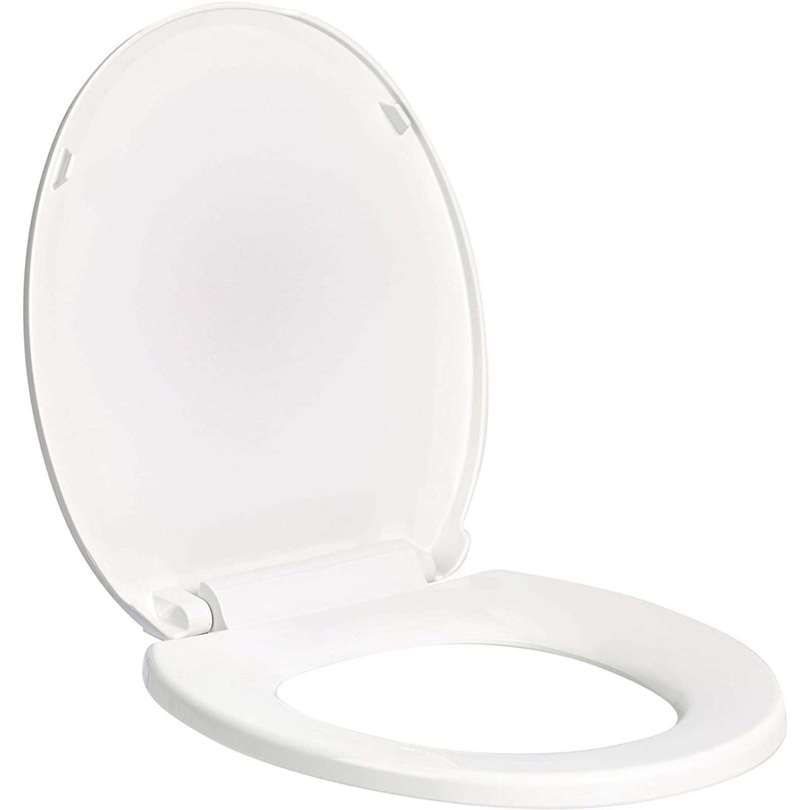 Hausen Quick-Install Soft-Close Replacement Toilet Seat with Durable Plastic Construction, Easy Top-Mount Installation with Hardware Included, Round-Shape, White, 1-Pack