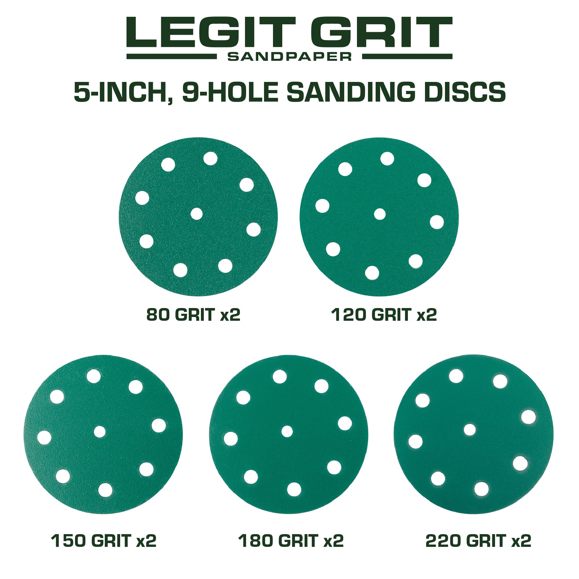 Disc Sample Pack, Mixed Grits, 2 Pieces/Grit, 10-Pack - Legit Grit