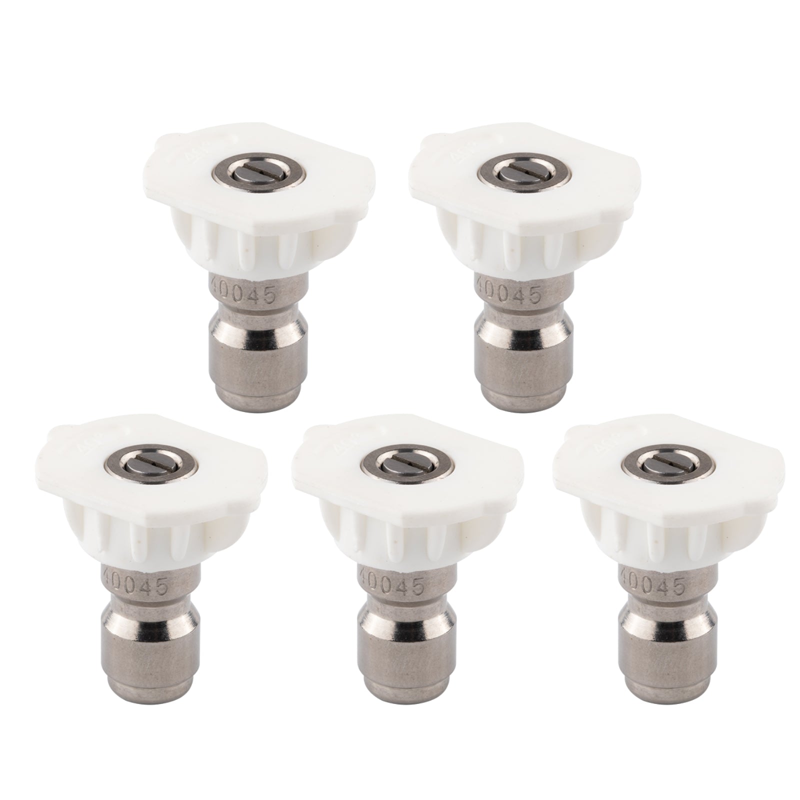 Clean Strike Professional Spray Nozzles, White 40-Degree Spray Tips with 1/4 Inch Quick Connect Fitting, 4.5 Orifice and Pressure Washer Rated 6200 PSI, 5-Pack