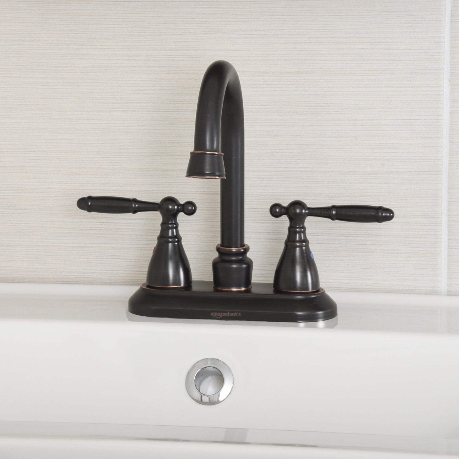 Traditional Two-Handle Long Spout 3-Hole Mount Basin Faucet-4-Inch, Oil-Rubbed Bronze