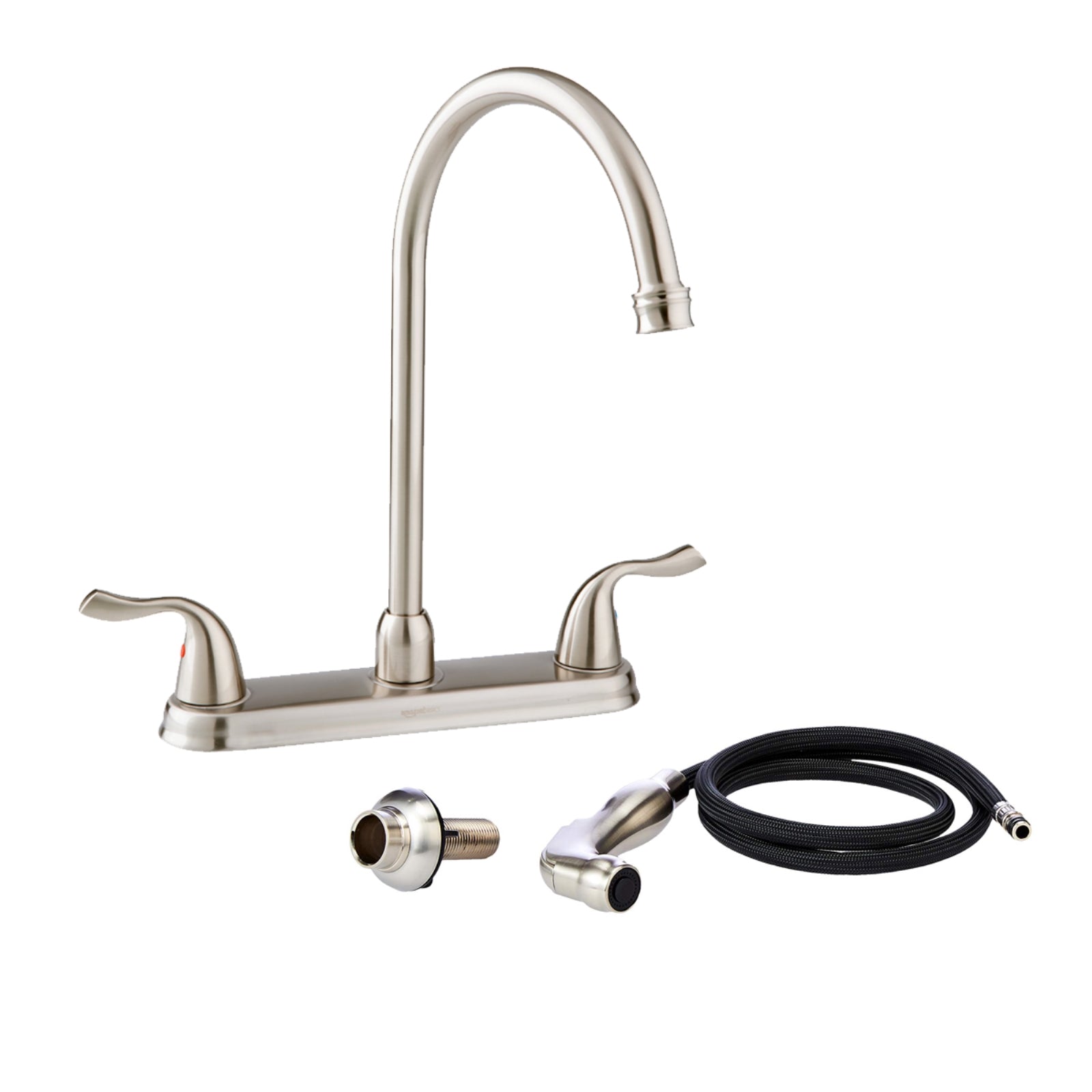 Two-Handle High-Arc Kitchen Faucet, Satin Nickel