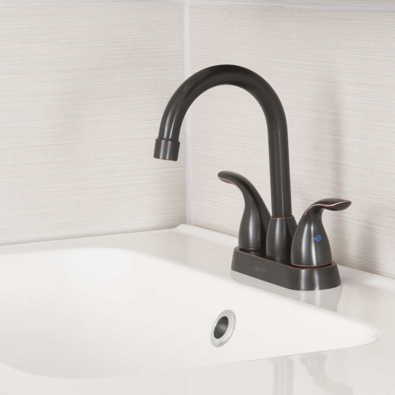 Two-Handle Long Spout 3-Hole Mount Basin Faucet-4-Inch, Oil-Rubbed Bronze