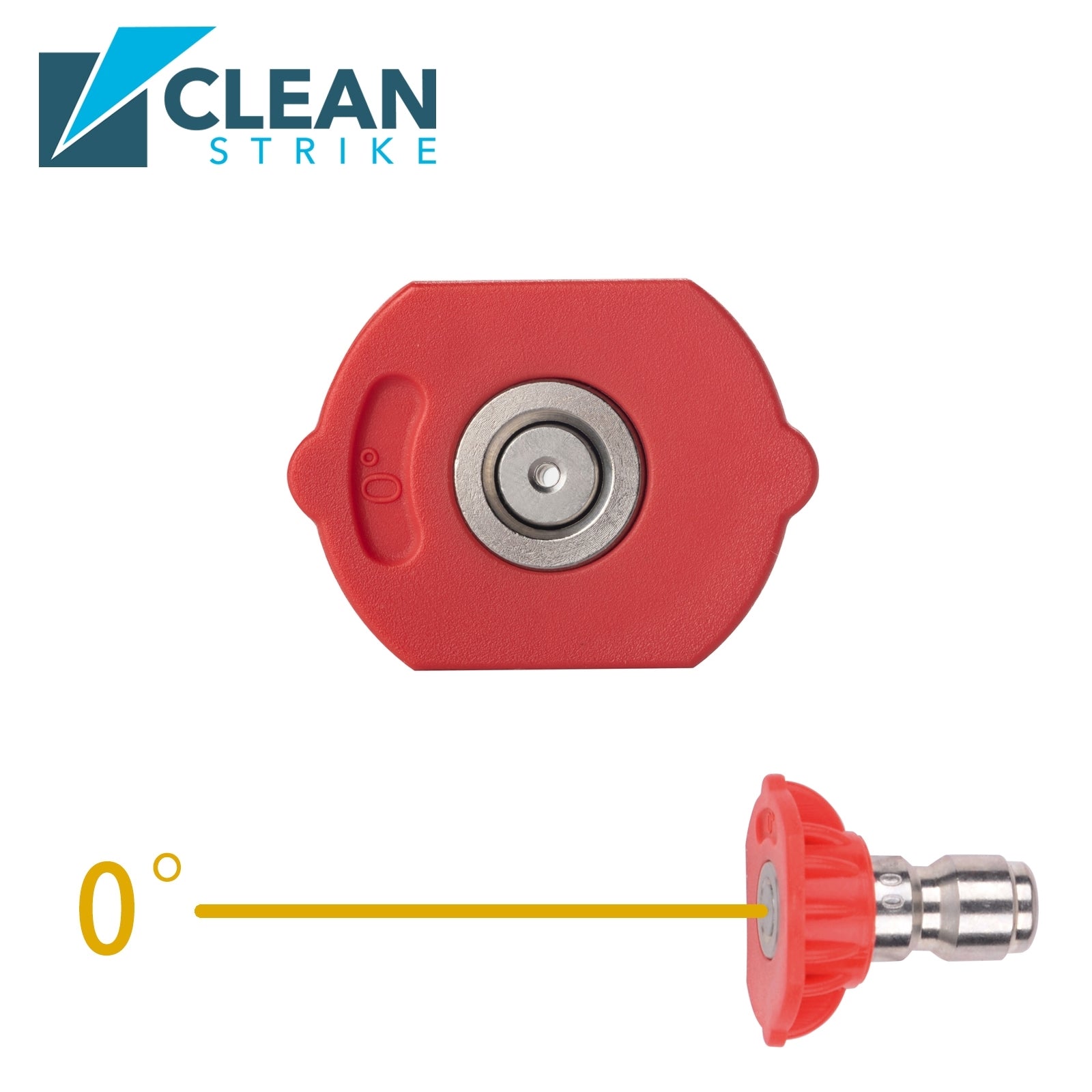 Clean Strike Professional Spray Nozzles, Red 0-Degree Spray Tips with 1/4 Inch Quick Connect Fitting, 4.5 Orifice and Pressure Washer Rated 6200 PSI, 5-Pack