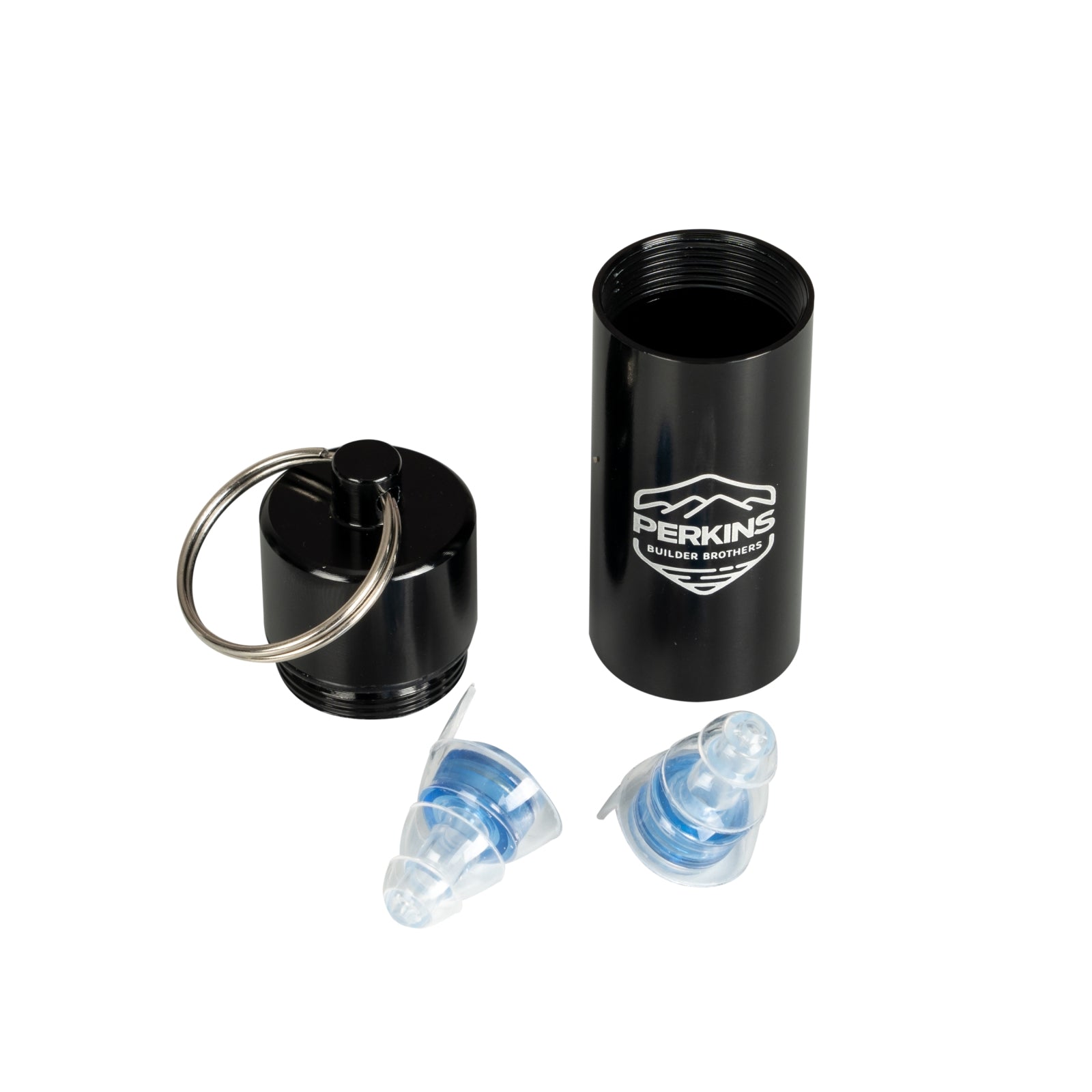 Perkins Builder Brothers 19dB Earplugs with Black Keyring Carrying Case, (includes 3 sizes)