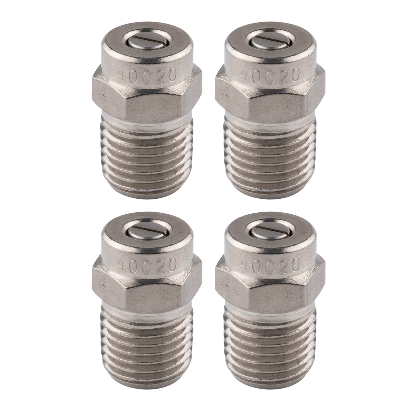 Clean Strike Professional Nozzle Replacements, 40-Degree Threaded Spray Nozzles with 1/4 Inch Male NPT, 2.0 Orifice and Pressure Washer Rated 4000 PSI, 4-Pack