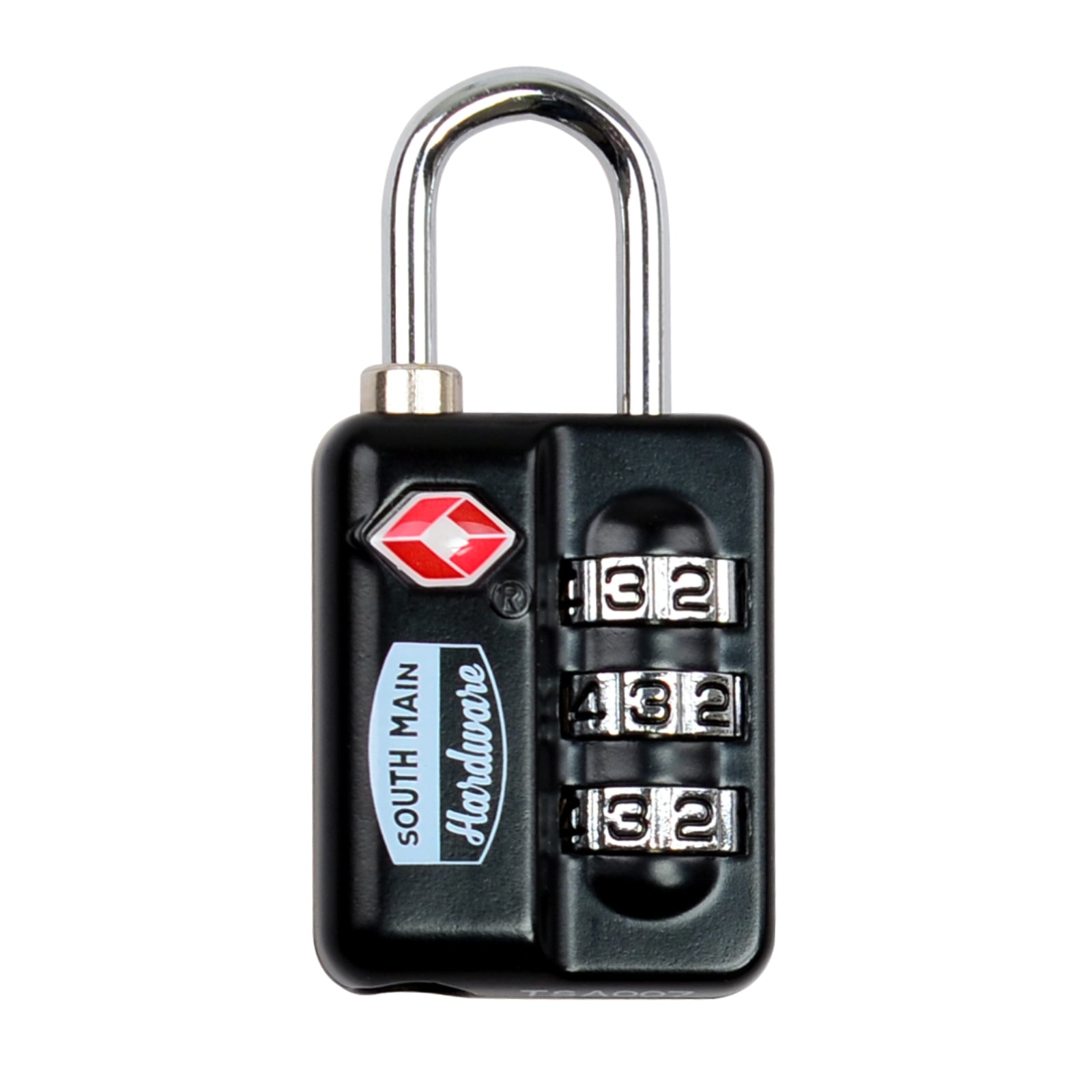 South Main Hardware TSA-Accepted Resettable Luggage Lock, Black