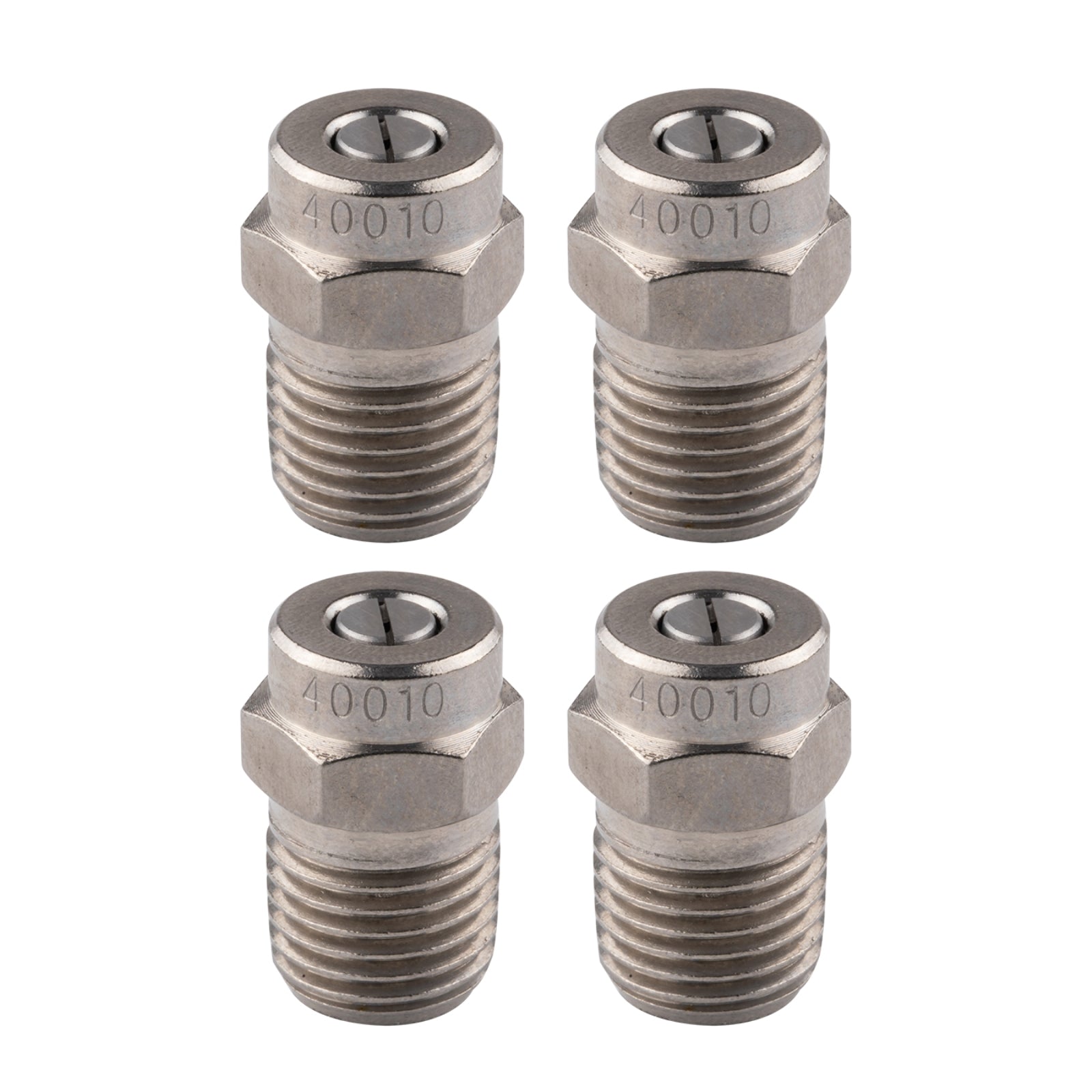 Clean Strike Professional Nozzle Replacements, 40-Degree Threaded Spray Nozzles with 1/4 Inch Male NPT, 1.0 Orifice and Pressure Washer Rated 4000 PSI, 4-Pack