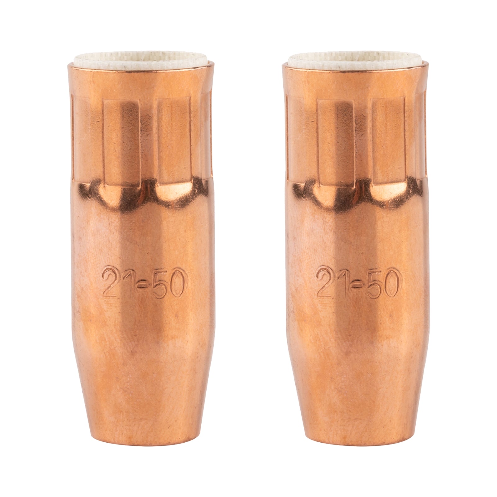 WeldForce 1/2-Inch Diameter Copper MIG Wire Welding Nozzle; Tweco Style Compatible Nozzle; Easily Threads onto Most Standard MIG Welding Guns; 2-Pack of MIG Wire Nozzles