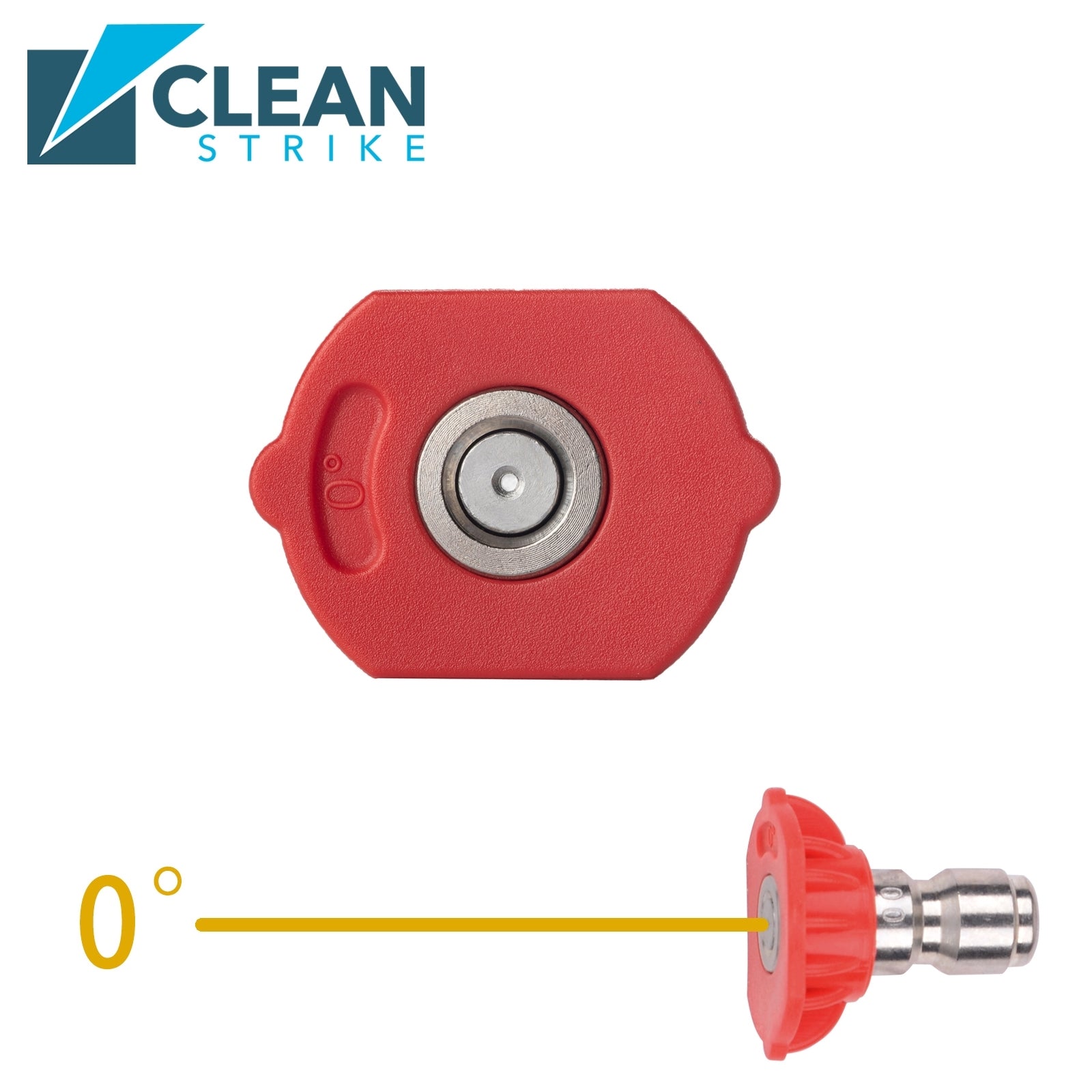 Clean Strike Professional Spray Nozzles, Red 0-Degree Spray Tips with 1/4 Inch Quick Connect Fitting, 2.5 Orifice and Pressure Washer Rated 6200 PSI, 5-Pack