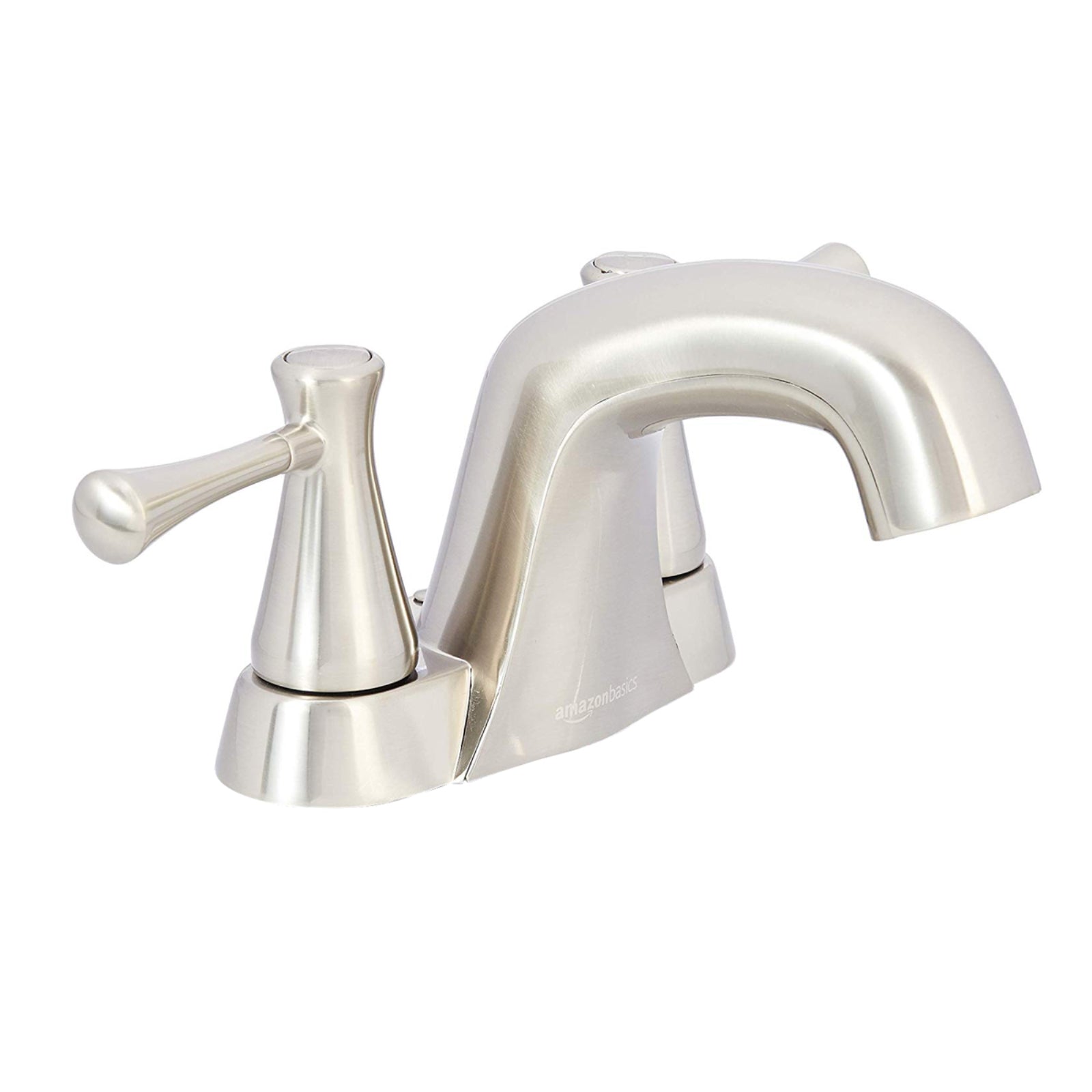 Modern Two-Handle Short Spout 3-Hole Mount Basin Faucet-4-Inch, Satin Nickel