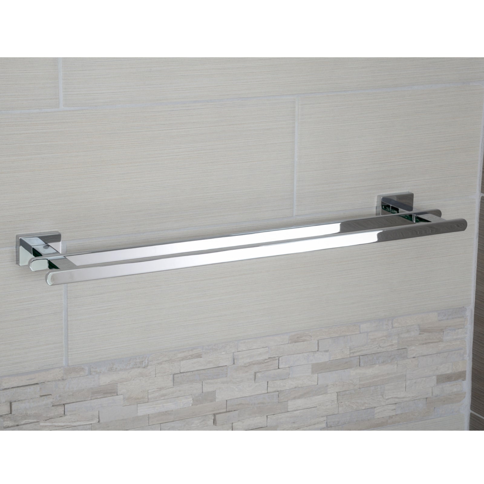 AmazonBasics Euro Double Towel Bar - Polished Chrome - 21-Inch