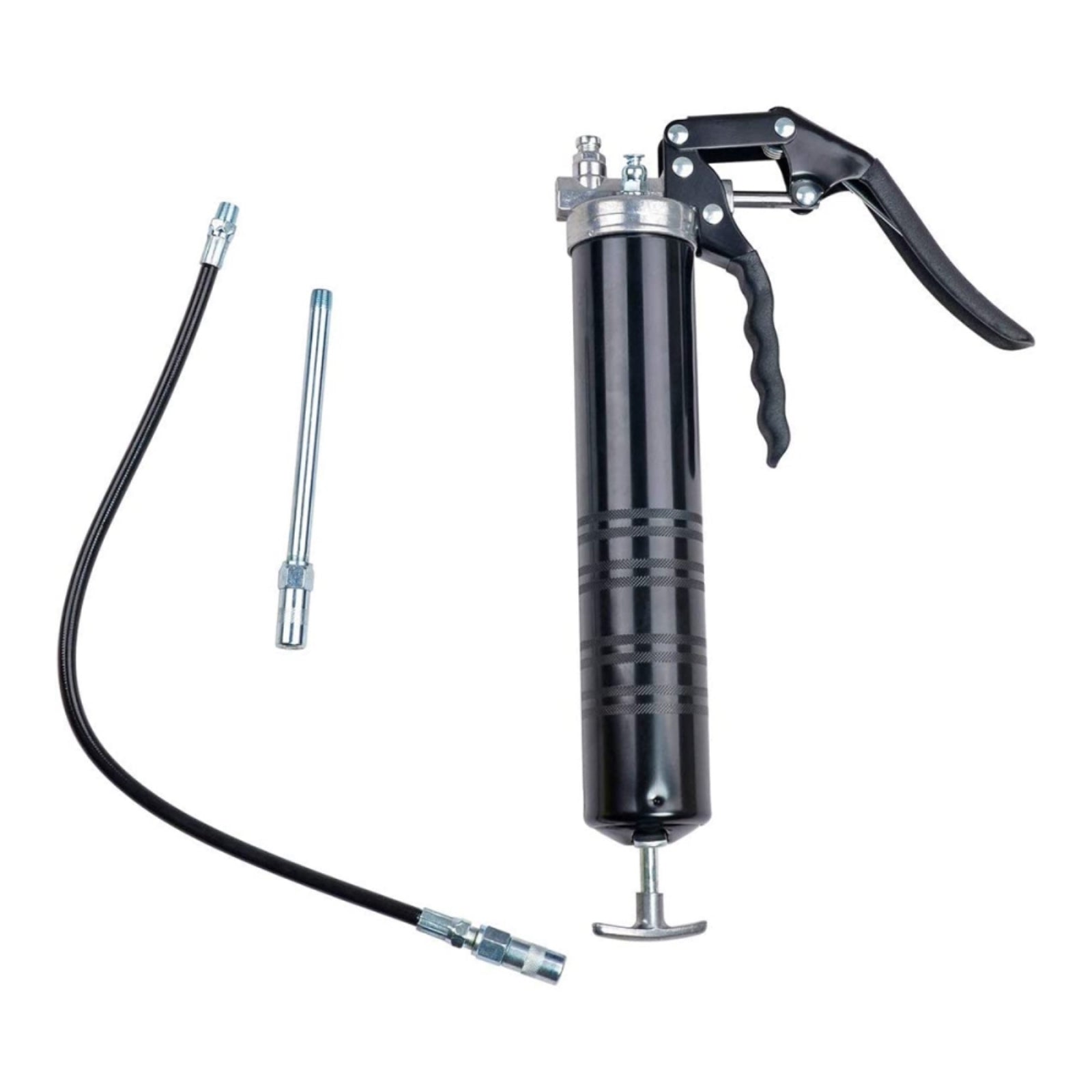 GreaseTek Premium Pistol Grip Grease Gun with 18-inch Hose and Extension Pipe