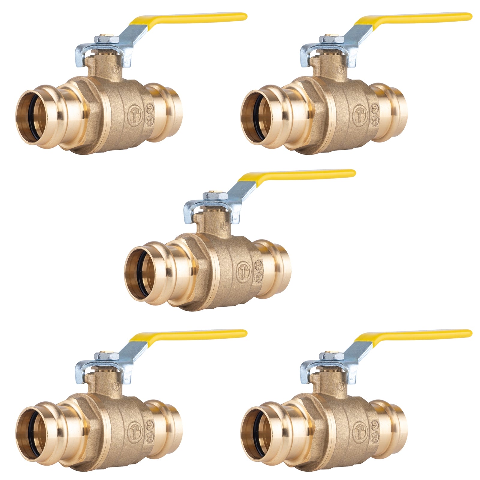 Hausen 1-inch Single O-Ring Press Ball Valve; Lead Free Forged Brass; Blowout Resistant Stem; For Use in Potable Water Distribution Systems, Hydronic Heating and Chilled Water, 5-Pack