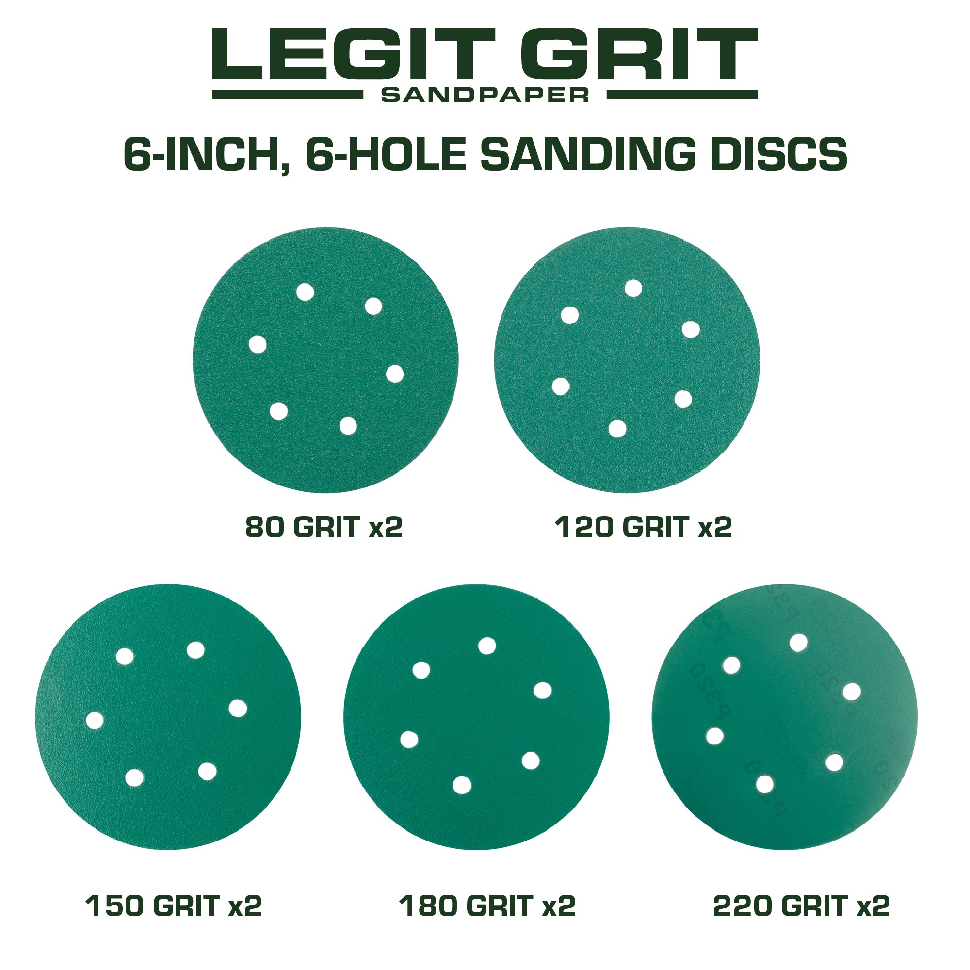 Hook & Loop Sanding Disc Sample Packs, Mixed Grit, 10-Pack - Legit Grit