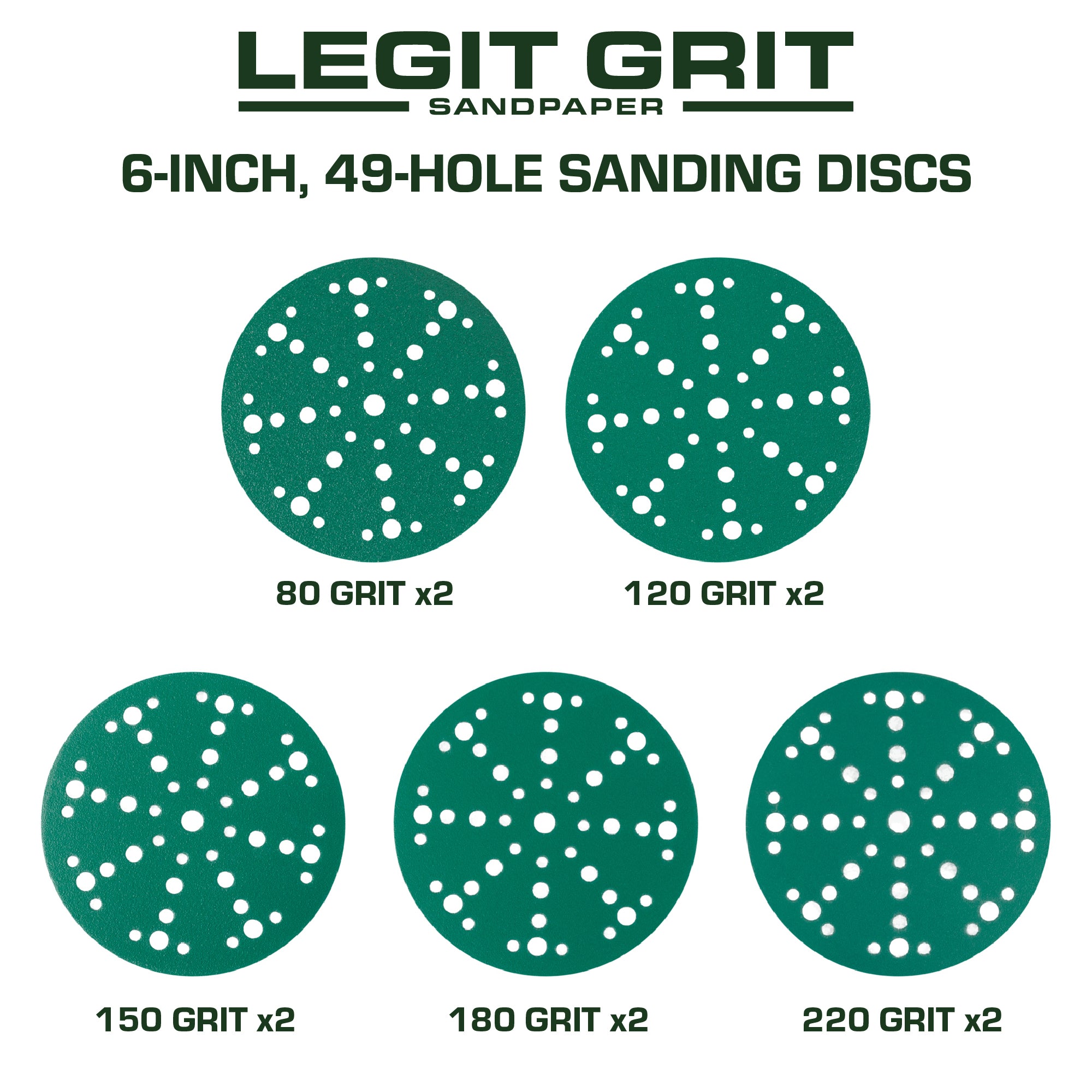 Hook & Loop Sanding Disc Sample Packs, Mixed Grit, 10-Pack - Legit Grit