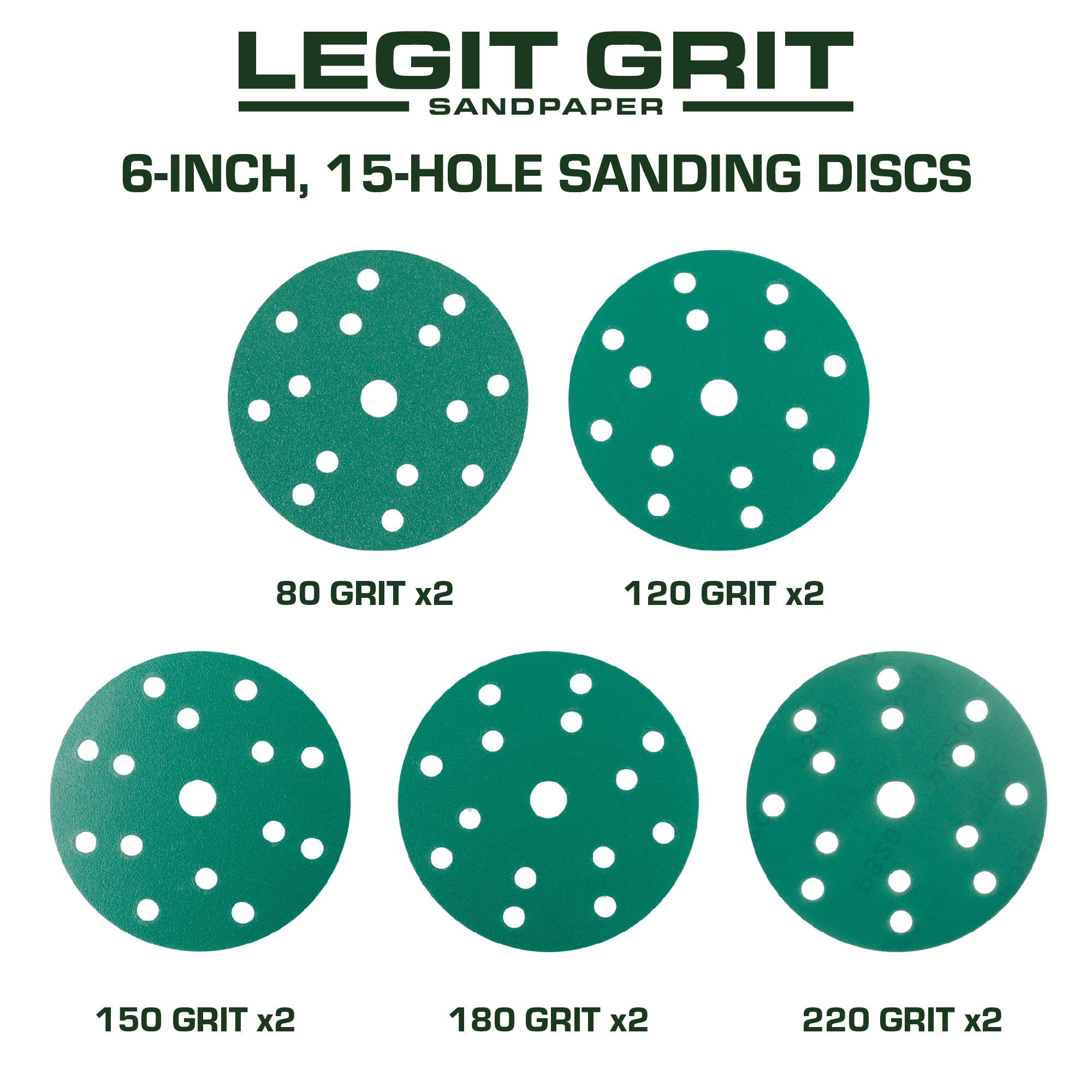 Hook & Loop Sanding Disc Sample Packs, Mixed Grit, 10-Pack - Legit Grit